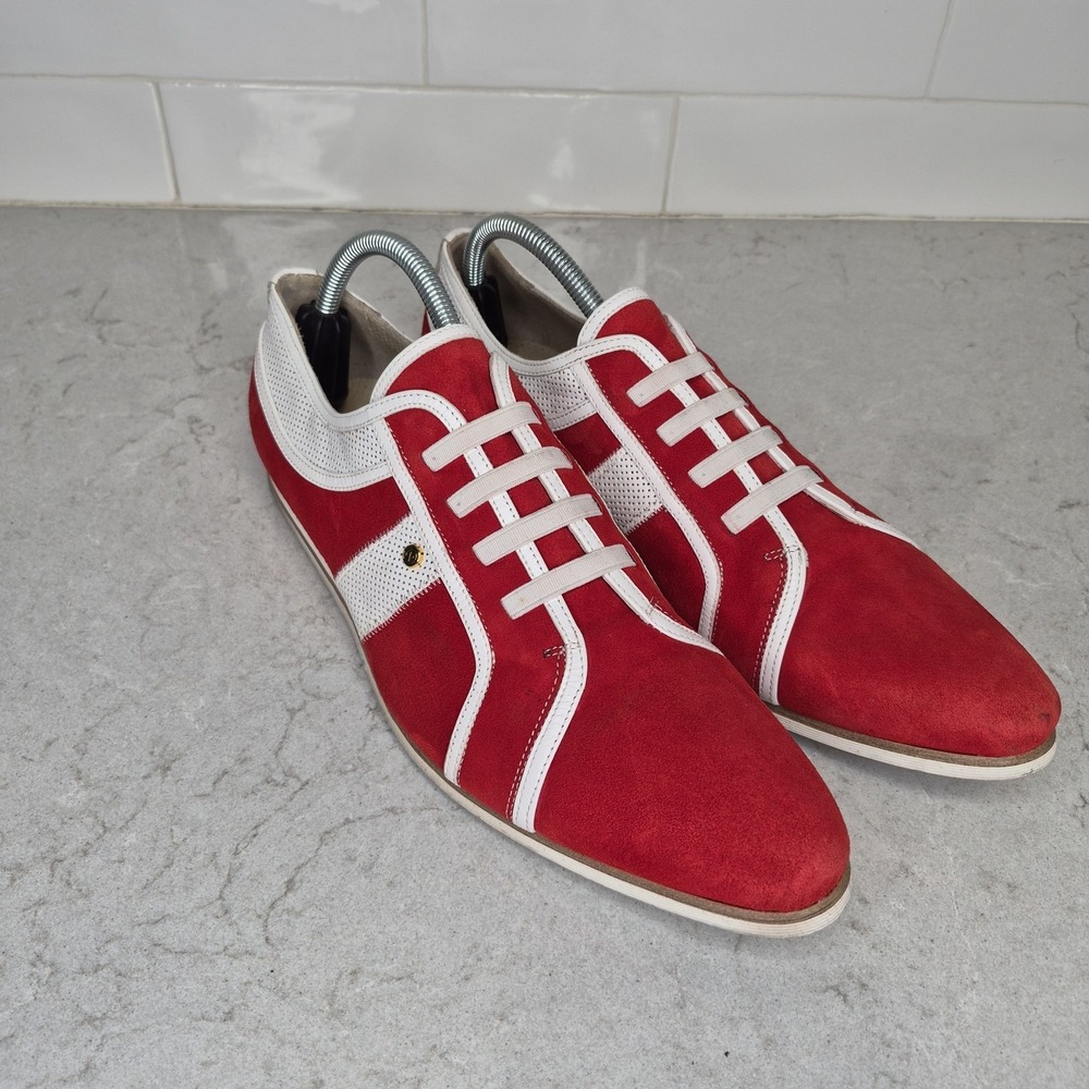 Zilli Red white Suede Sneakers slip on shoes US 8 (Eu‎ 41) Luxury